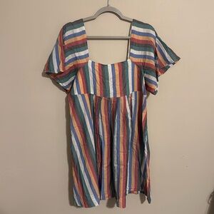 Rainbow striped babydoll dress